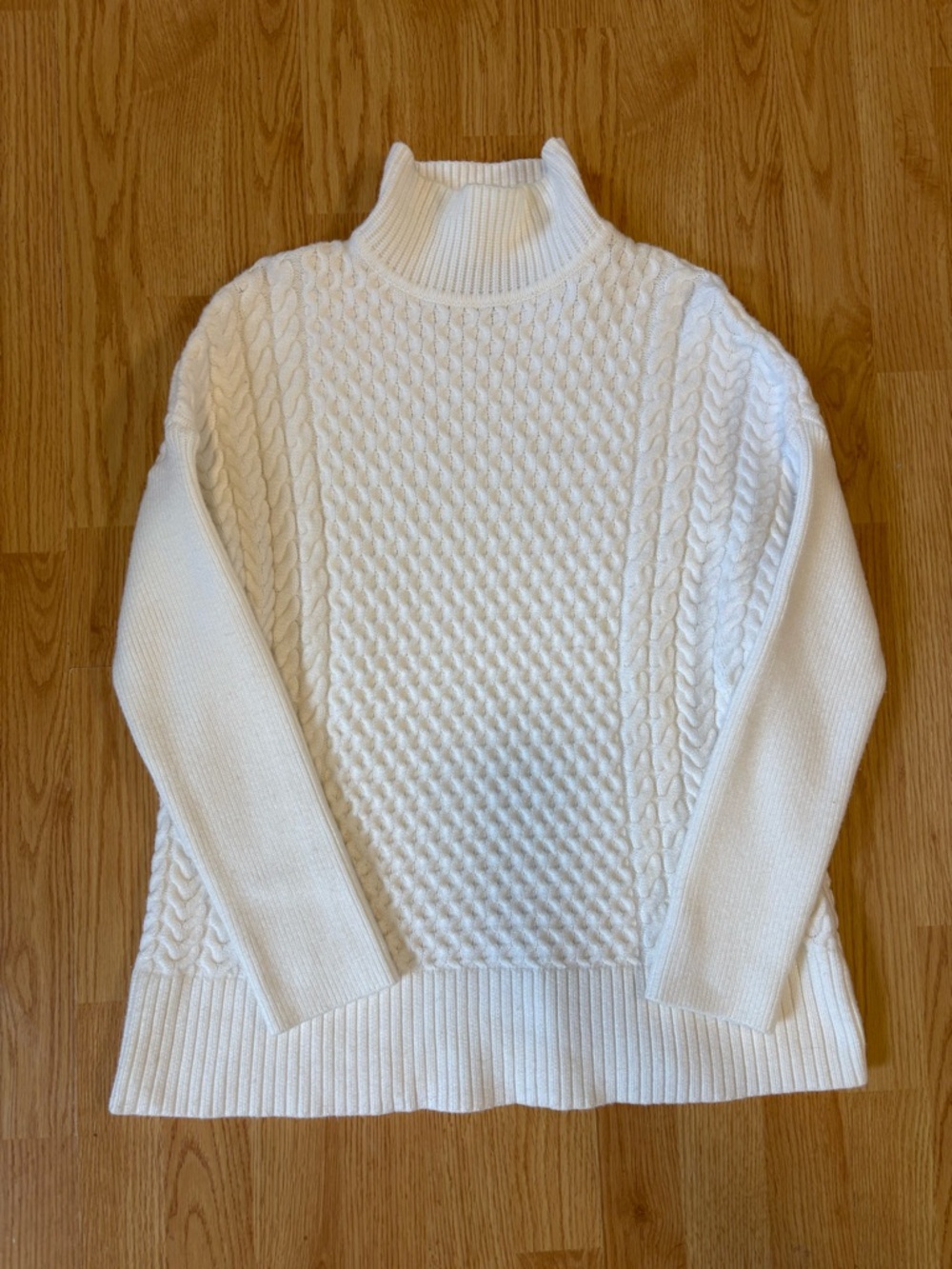 Cream Cable Knit Turtleneck Sweater Medium